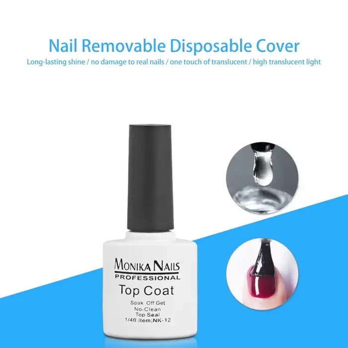 Top Coat Sans Résidu 15ml – Vernis Gel UV Soak Off Brillant Longue Durée Transparent pour Manucure et Nail Art