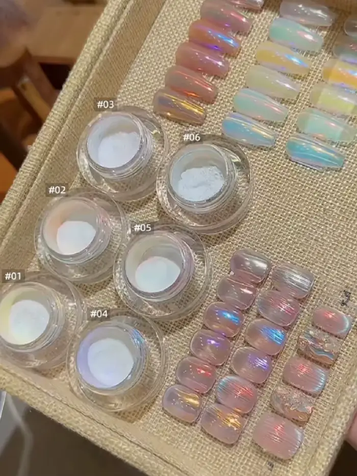 1 pièce de poudre à ongles Aurora au clair de lune avec effet miroir