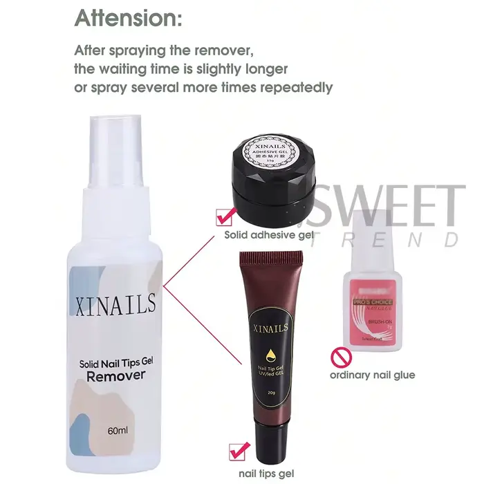 60ml ongles conseils adhésifs Gel dissolvant liquides facile à adoucir