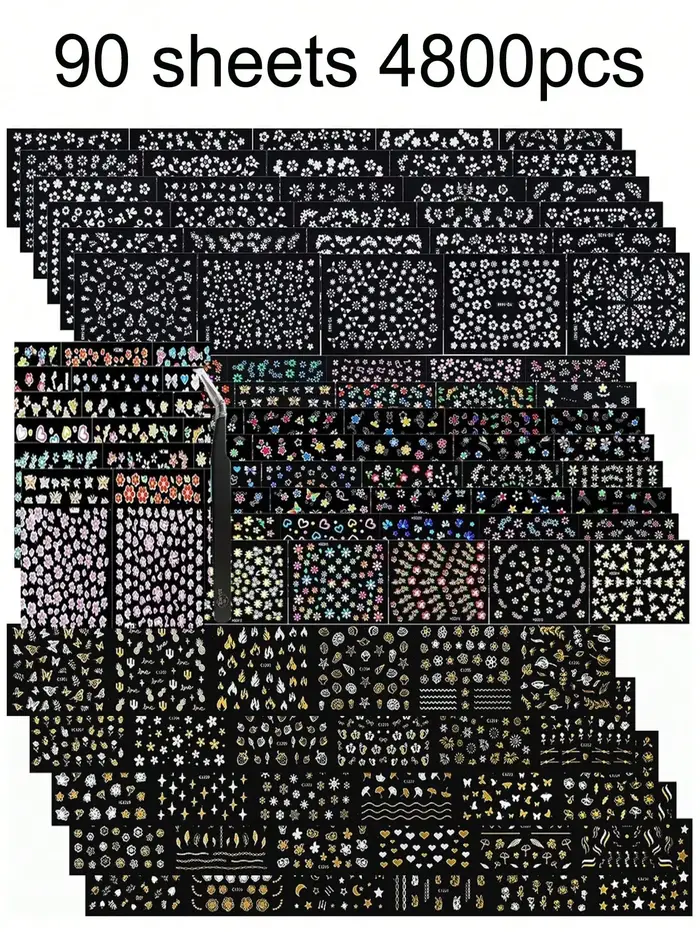 90 Blatt 3D Y2K Nail Art Aufkleber