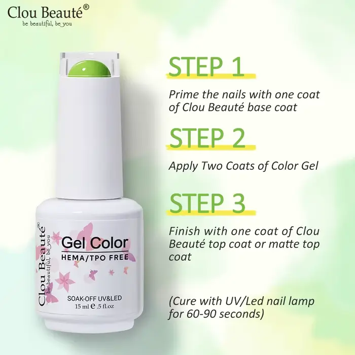 Clou Beaute 15ml été brillant rose vif Orange HEMA TPO gratuit vernis à ongles