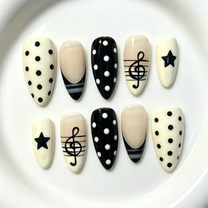 10 faux ongles en forme d'amande pressés à la main