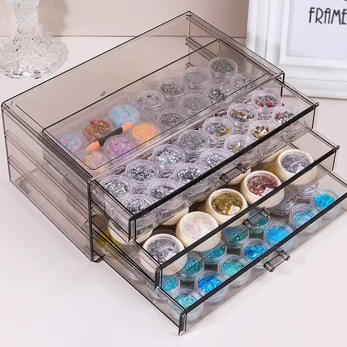 Boîte de rangement arina transparente pour vernis à ongles, boîte de rangement de bijoux, boîte de synchronisation, grande capacité, salon de manucure, boîte de rangement de bureau