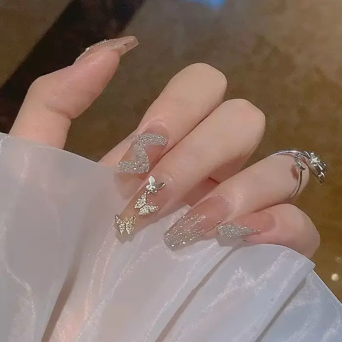 Faux ongles français amovibles en acrylique, mi-longs, ensemble de faux ongles, couverture complète,
