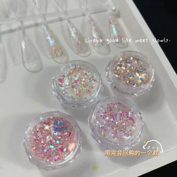 1/4 boîte Aurora Laser Nail Art paillettes