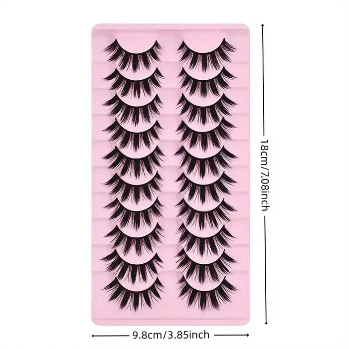 10 paires de faux cils, extensions de cils épais, outils de maquillage pour les yeux réutilisables (