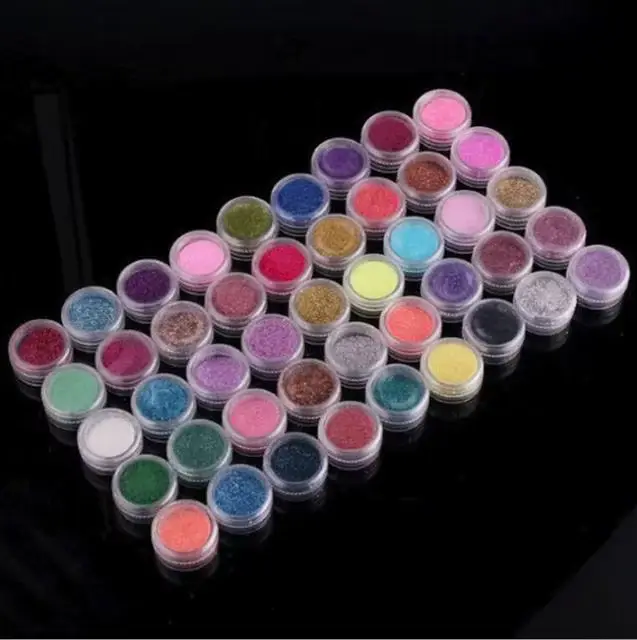 24/48 couleurs Laser ongles paillettes Chrome poudre