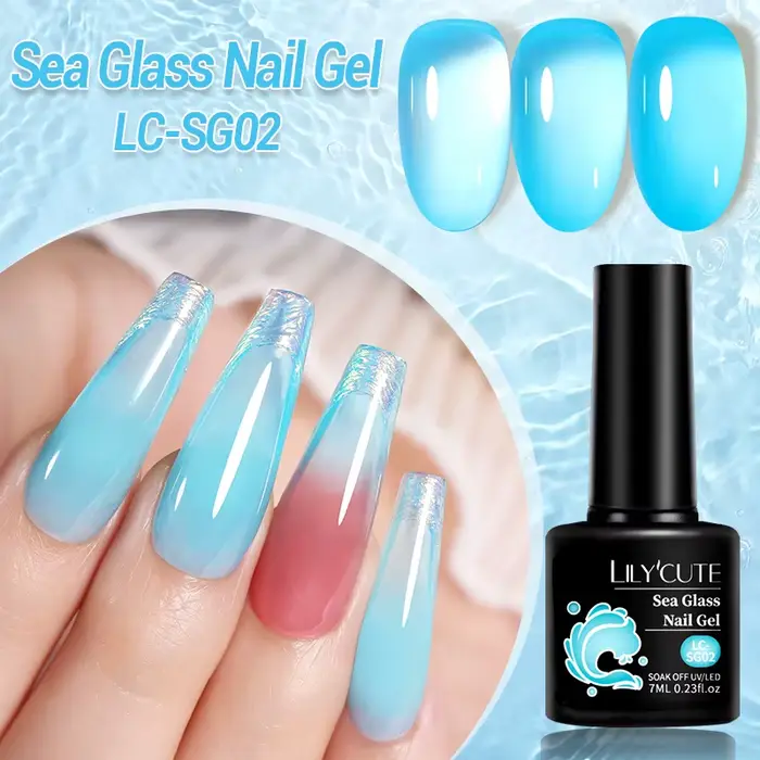 LILYCUTE 7ML gelée verre Gel vernis à ongles Semi-transparent bleu mer