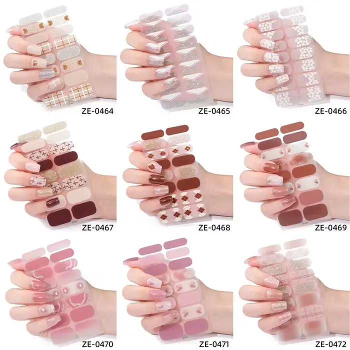 4 sets de 16 bandes de vernis à ongles semi-durcis en gel