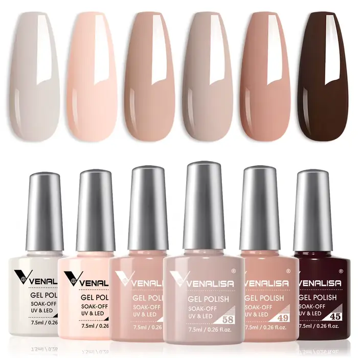 VENALISA 6 pièces/kit automne couleur Collection automne ongles marron terre Gel vernis à ongles TPO gratuit tremper UV LED Gel Semi Permanent ensemble