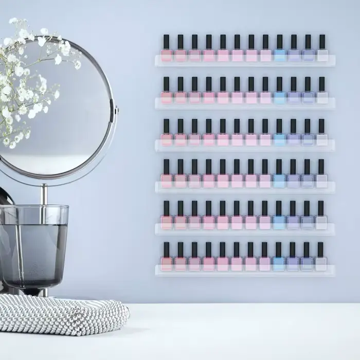 Présentoir mural en acrylique pour vernis à ongles avec vis