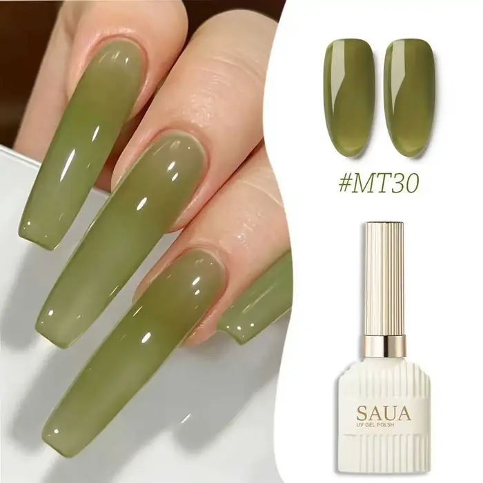 Vernis à ongles gel frais et transparent 15 ml, effet vert nude, hydratant et transparent, gel professionnel pour le soin des ongles