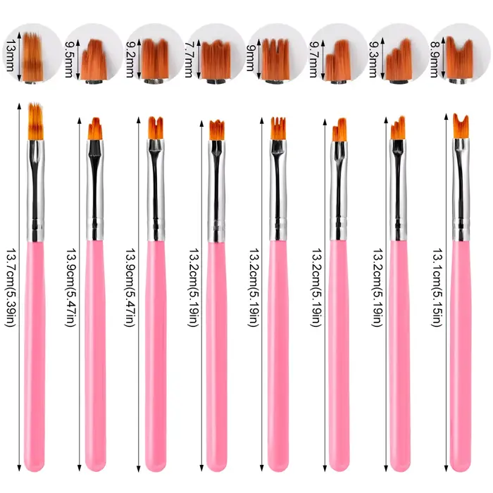 8 pièces/ensemble brosse à ongles dentelle Ombre Design acrylique