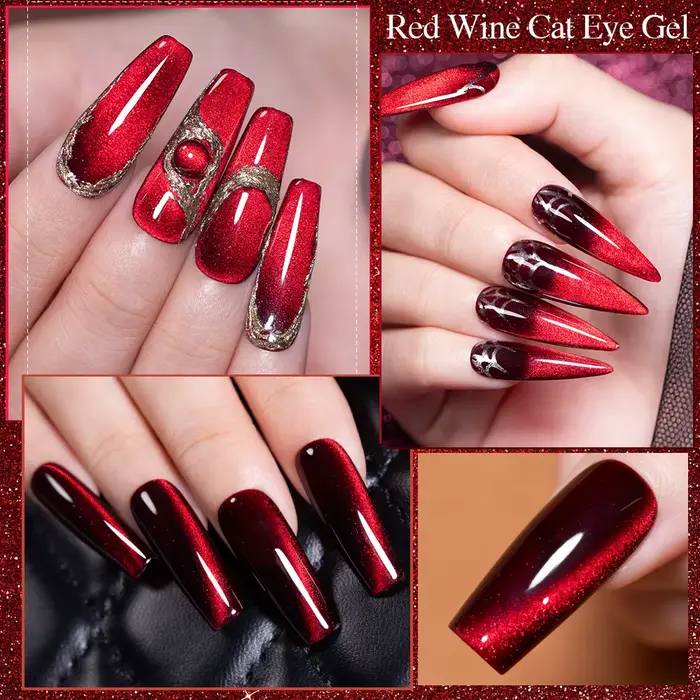 PUENTE 7.5ML vin rouge chat Gel magnétique vernis à ongles Super brillant rubis
