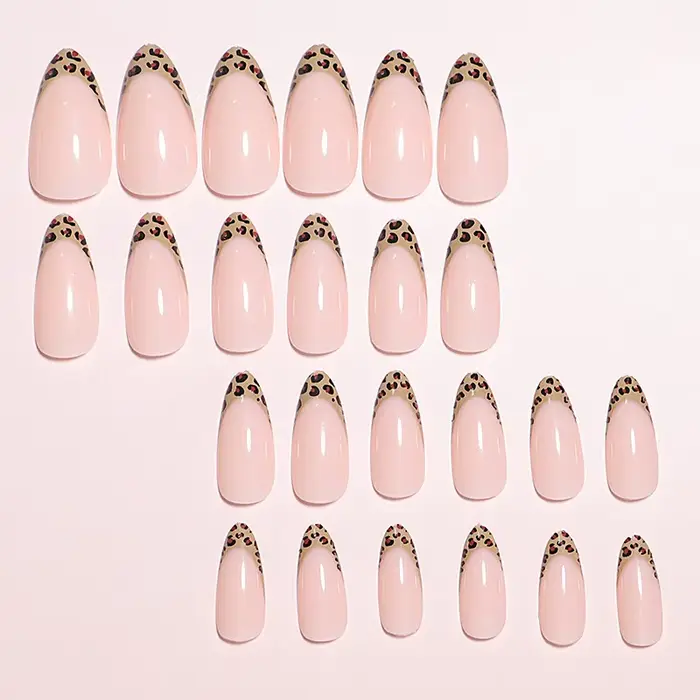 24 faux ongles léopard français autocollants