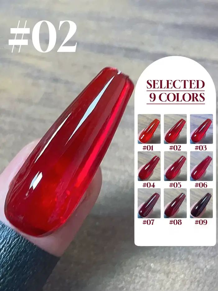 Lot de 1 à 9 vernis à ongles gel rouge rubis 15 ml
