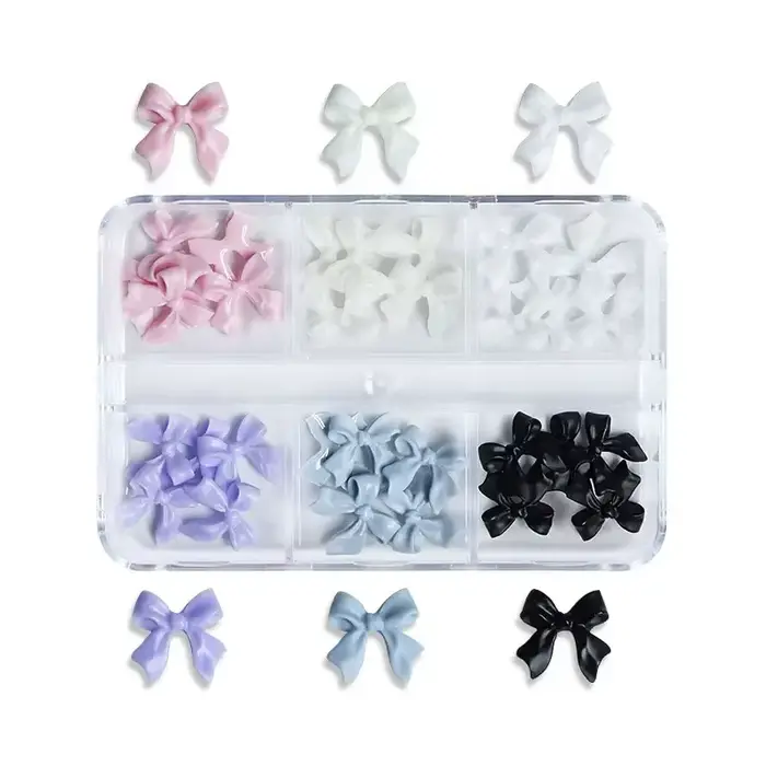 30 pièces Kawaii Mini nœud 3D mignon Nail Art décorations mat papillon ongles breloques conceptions bricolage résine