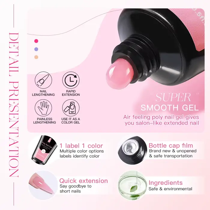 AS 15ml Gel d'extension d'ongle construire des ongles Poly Gel acrylique UV LED Extension rapide du modèle de cristal