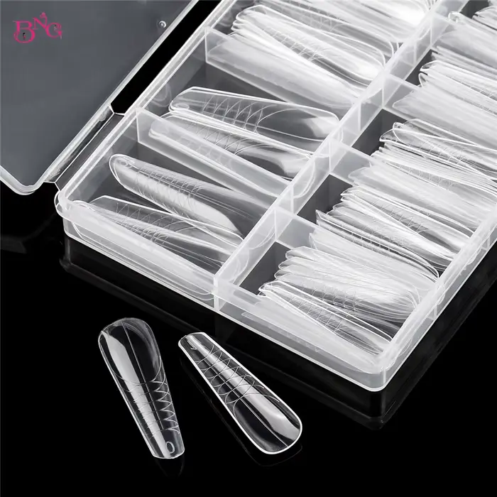 BNG 140 pièces Formes à ongles doubles Amande 14 Tailles Professionnelles Salon Facile à Utiliser Réutilisables Moules d'Extension d'Ongles Outils DIY Maison