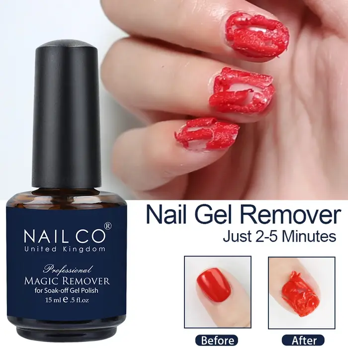 NAILCO 15ml Magic Remover – Dissolvant rapide pour vernis à ongles semi-permanent, gel UV et colle à ongles