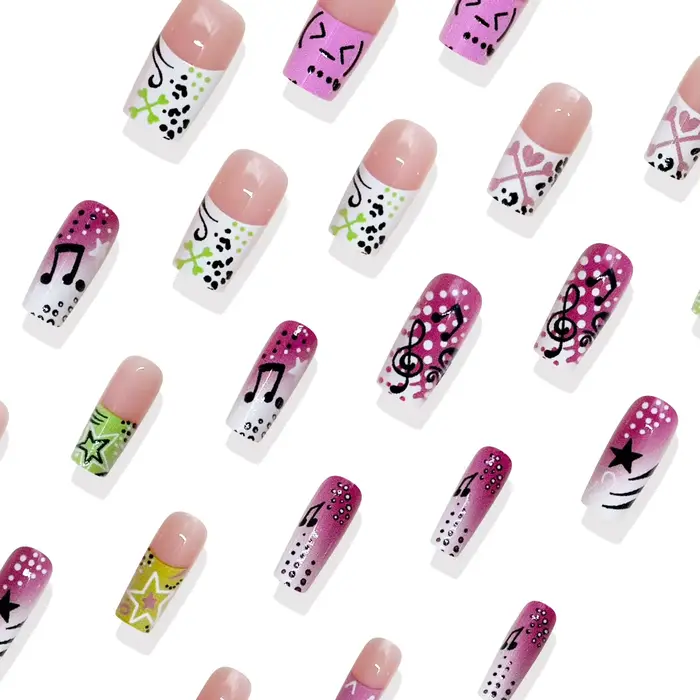 24 faux ongles style Y2K pour filles