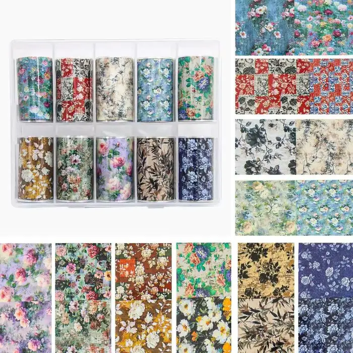 Feuilles de transfert pour nail art motif Rose Fleur