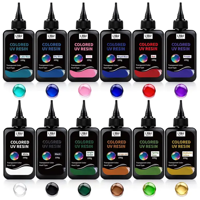 Résine UV, ensemble de résine UV couleur unie 12 couleurs