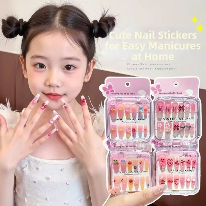 Faux ongles autocollants détachables pour enfants