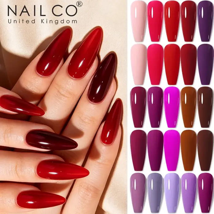 Vernis à ongles gel NAILCO série rouge, rouge foncé hivernal, pailleté, semi-permanent, à retirer par trempage, UV LED, fournitures pour ongles