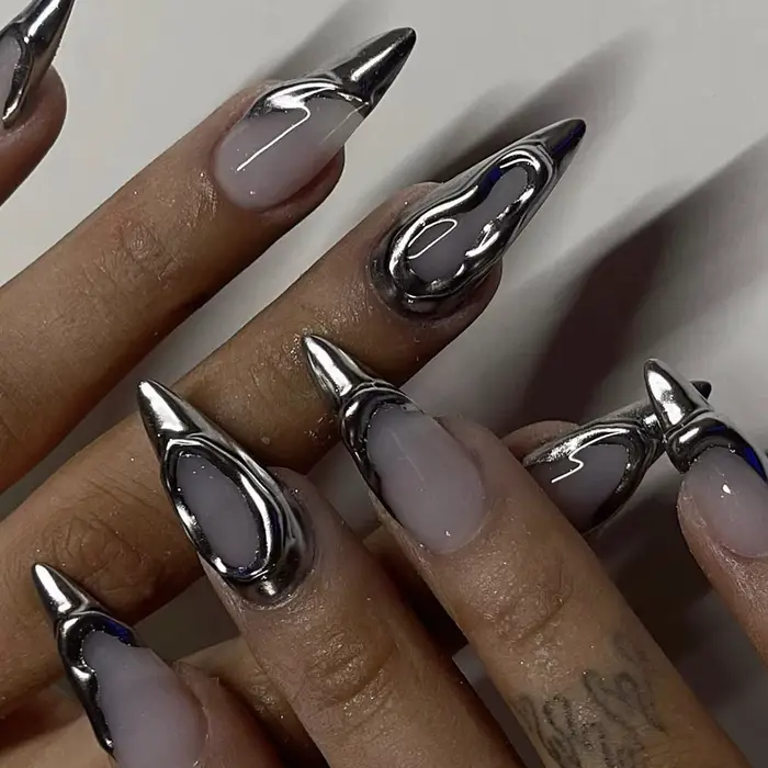 Faux ongles noirs Y2k avec diamant, longs amandes, Design papillon, à pression ovale, pour Halloween