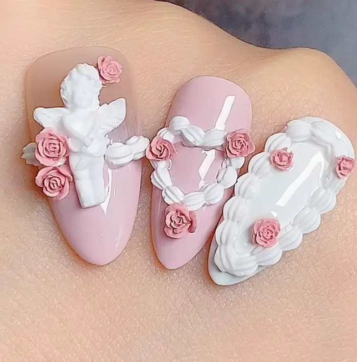 Moule à ongles 3D en Silicone, 6 styles, gâteau crème, sculpture, bricolage, Design, Nail Art, décor