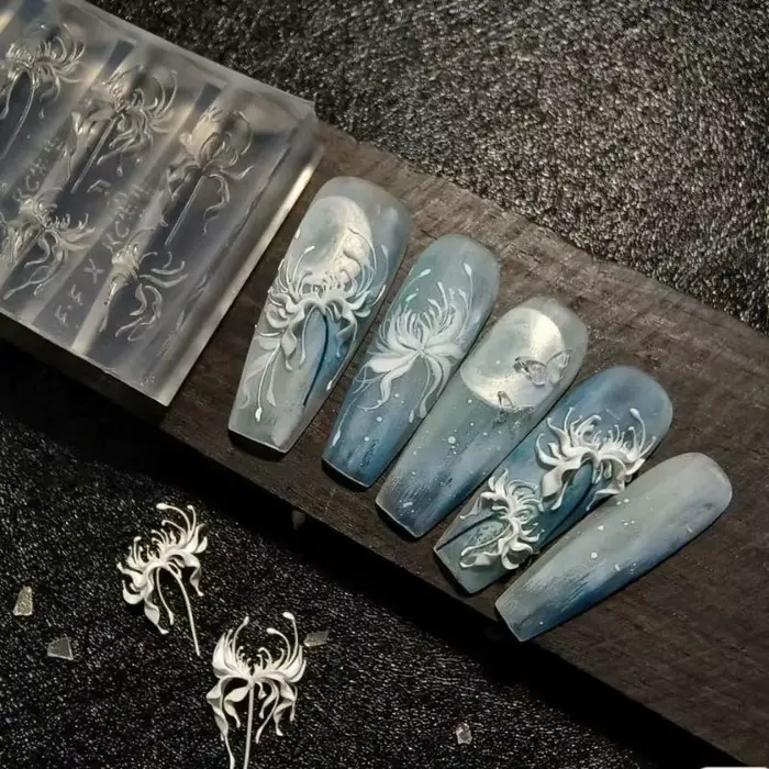 NOUVEAU Moule en silicone 3D pour ongles motif fleur de Lycoris Radiata