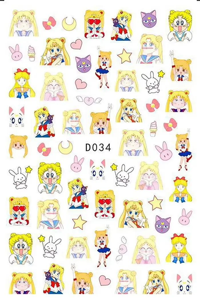 Autocollants pour ongles Miniso Anime Girl, 1 pièce, autocollants Pokémon de dessin animé, personnag