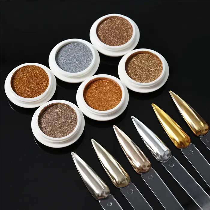 6 couleurs/ensemble miroir métallique Chrome poudre à ongles holographique caméléon paillettes manucure poussière or