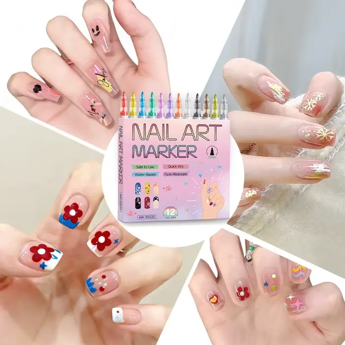 Stylos pour Nail Art 12 couleurs 0.7MM