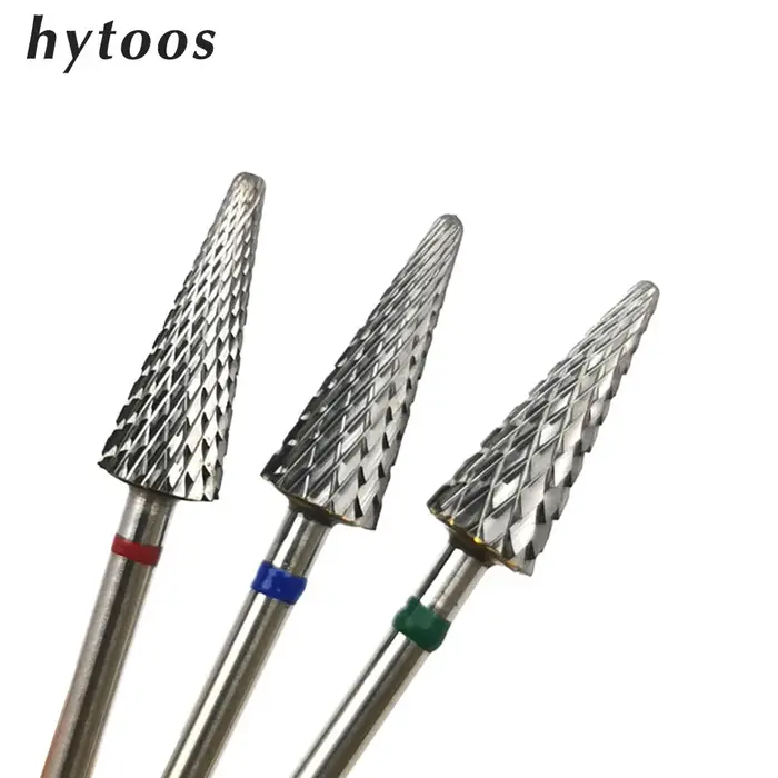 HYTOOS-Foret à Ongles en Forme de Cône, Fraise en Carbure pour Manucure, Fraise à Distance, Accessoi
