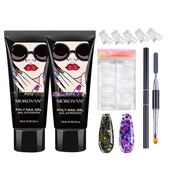 Kit de gel pour ongles avec 100 faux ongles et brosse