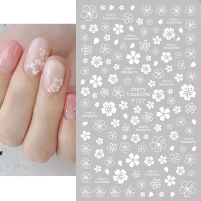 Autocollants pour ongles 3D en fleurs de cerisier