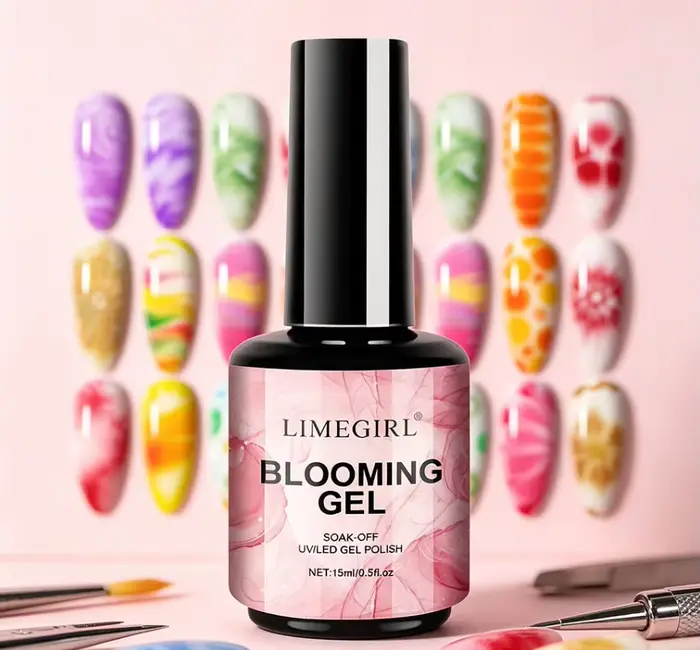 LIMEGIRL 15ML Gel floraison des ongles UV trempage propagation fleur de marbre effet d'épandage fonctionnel Nail Art