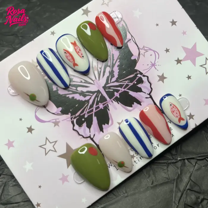 10 pièces presse à la main sur les ongles peints