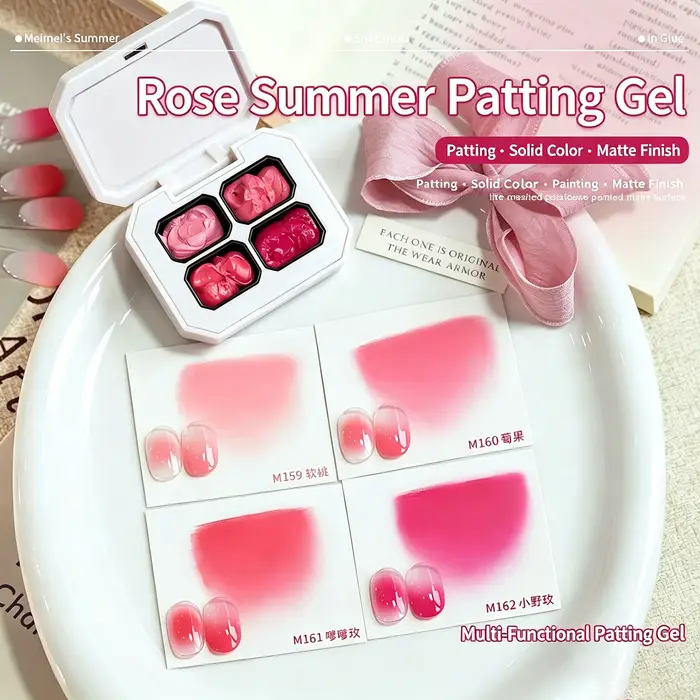 MIANEL MeiMei Summer Snap Gel 2026 Nouveau Gel à Ongles Rose Rouge Peint à la Main, Quatre Grilles, Sans Rinçage, Haute Saturation, Facile à Estomper