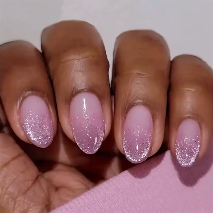 24 faux ongles roses en amande à presser, simples, prêts à poser, pour femme