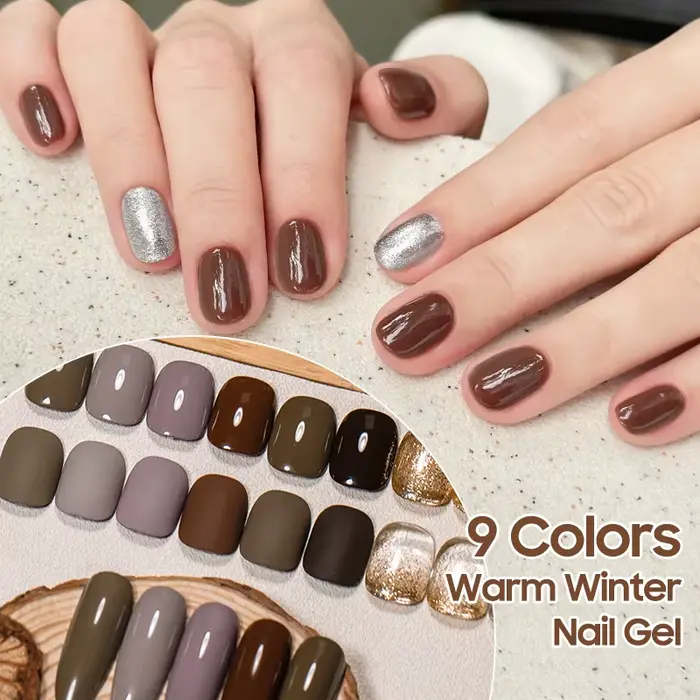 9 couleurs chaud hiver tapotement peinture Gel vernis à ongles effet paillettes tremper Gel