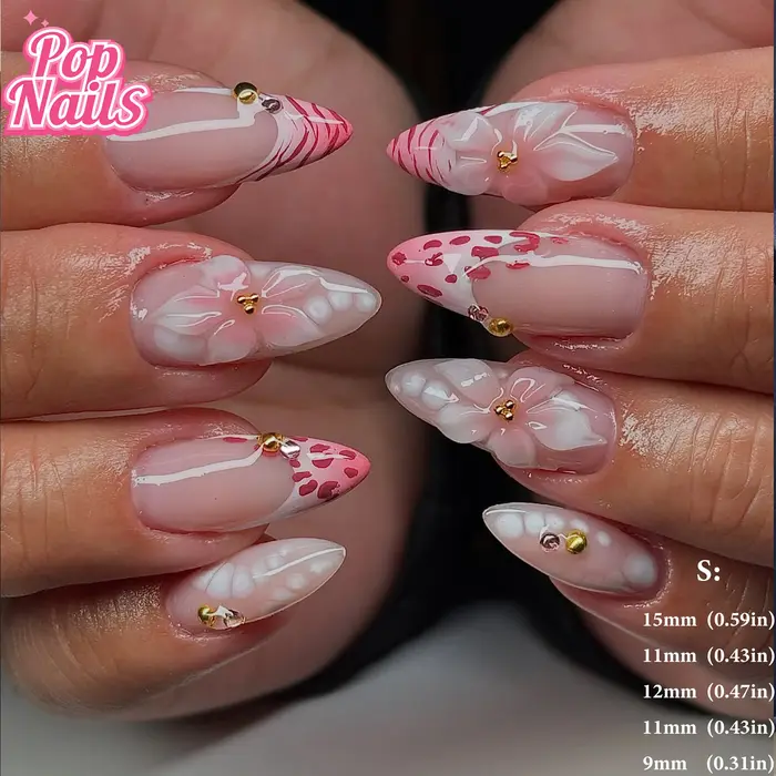 Presse à fleurs 3D colorée sur les ongles