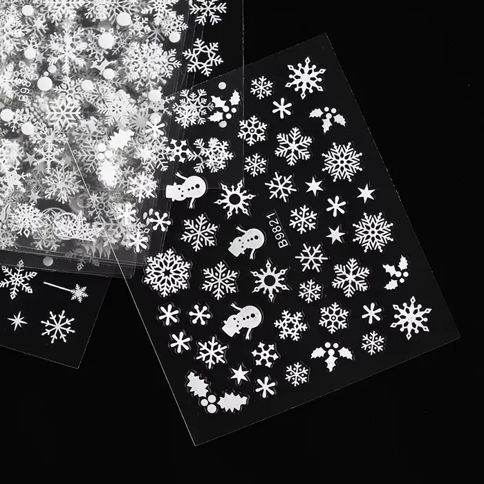 Autocollants 3D en Forme de Flocons de Neige Blancs pour Nail Art