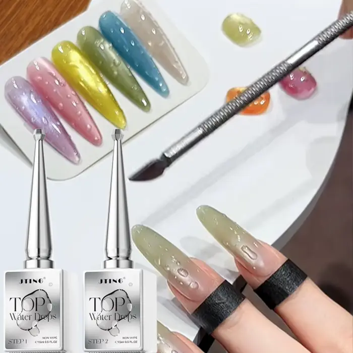 1/2 pièce Nouveau Vernis à Ongles Gel Transparent Effet Goutte d'Eau Été