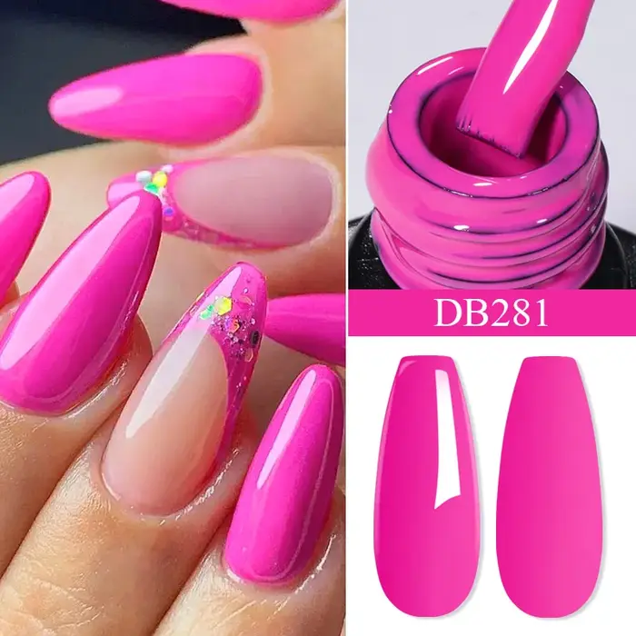 Vernis à ongles Gel flocon de neige UV LED Semi Permanent blanc laiteux rose paillettes