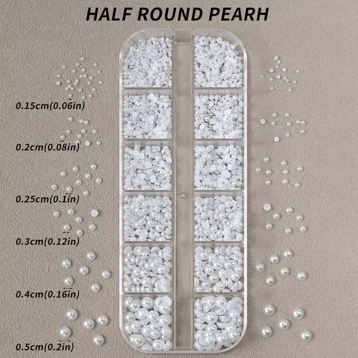 Ensemble de 12 boîtes de breloques pour ongles en perles japonaises, 1.5-5mm, strass 3D mixtes compl