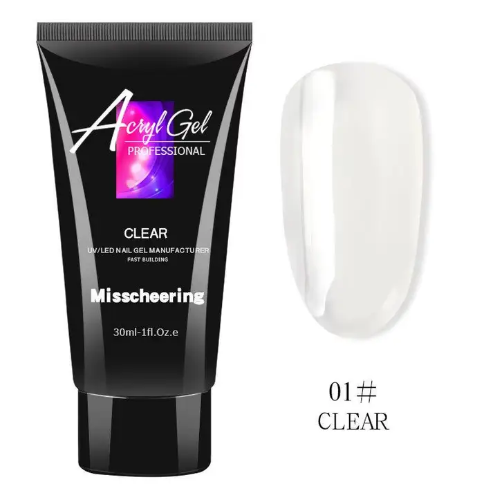 Gel pour ongles en Poly 30ml, Gel d'extension acrylique de couleur Pure, Gel pour ongles constructeu