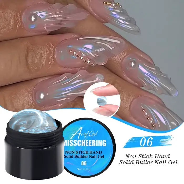 Gel de sculpture 3D Aurora Pearl Mermaid - Gel de modelage antiadhésif pour extensions d'ongles